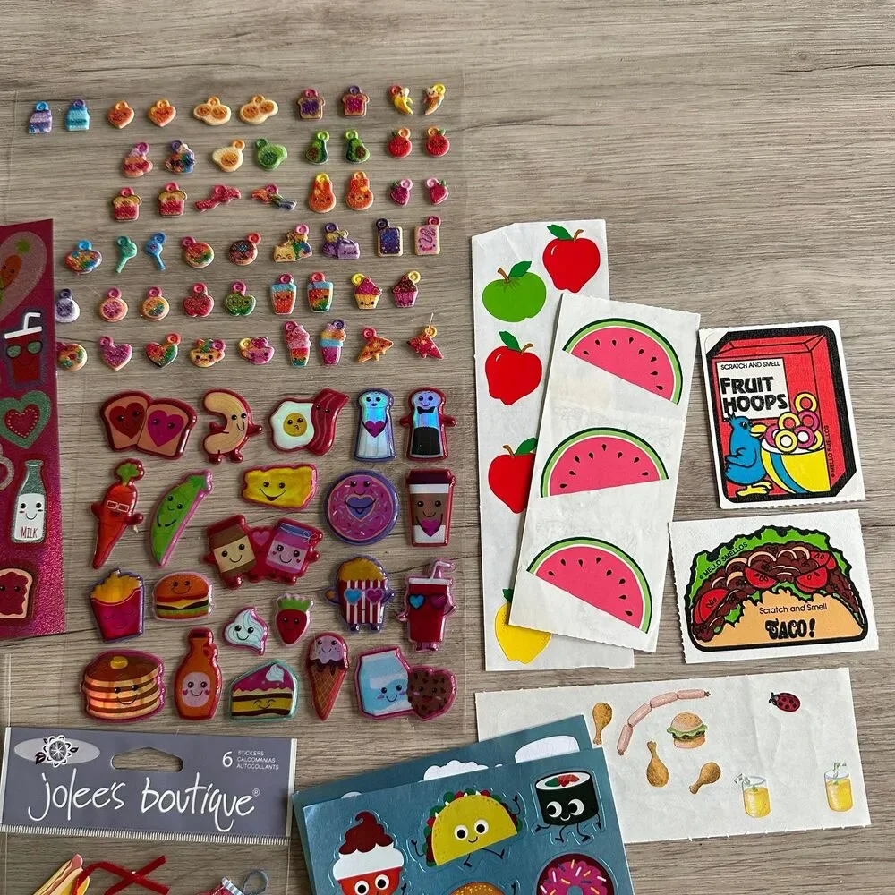 Food Theme Stickers & Lenticular Bookmark for Scrapbook Crafts Collection